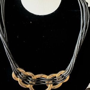 Chico’s Elegant Gold and Black Choker Necklace